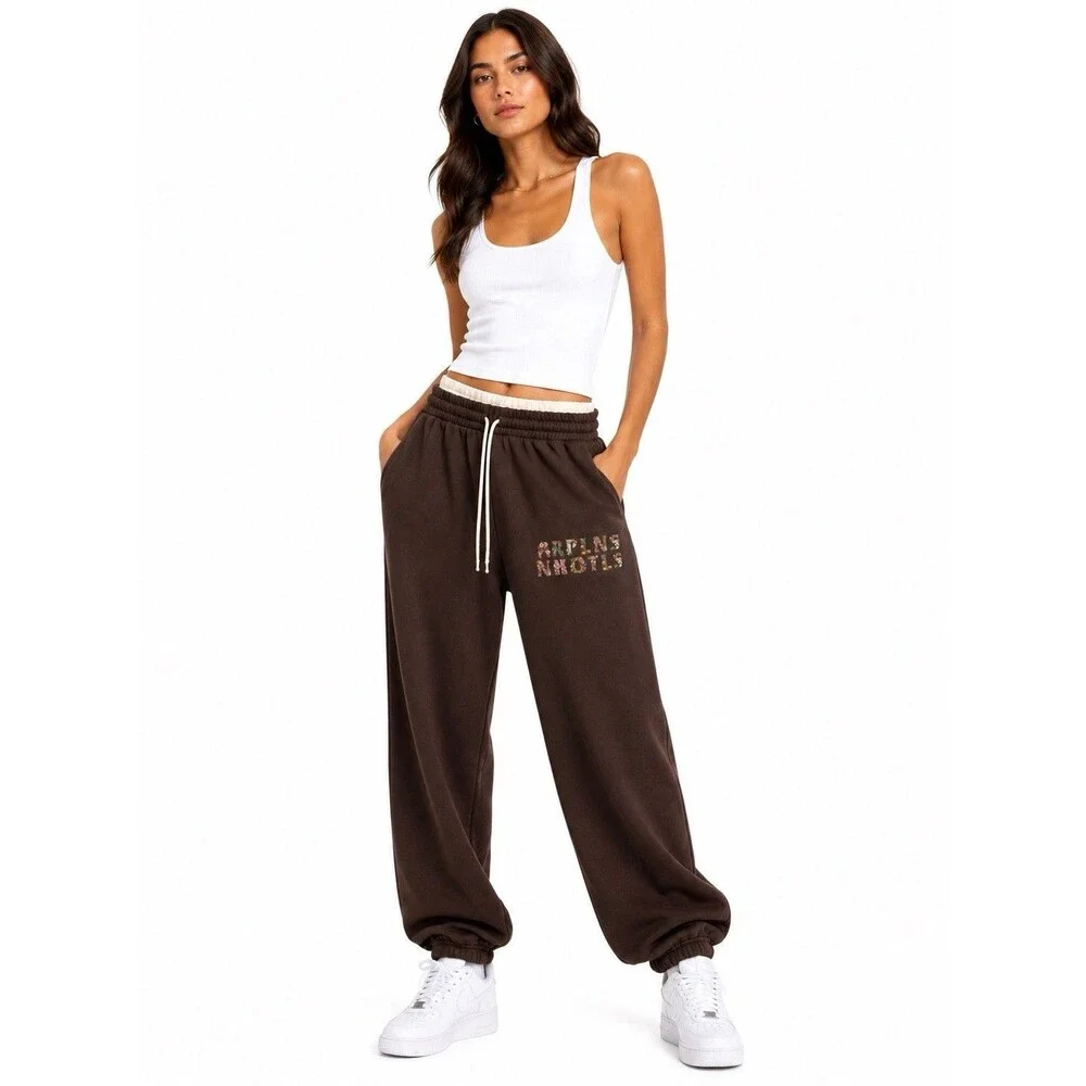 ARPLNSNHOTLS Brown Graphic Sweatpants Joggers - Size M (NWOT)